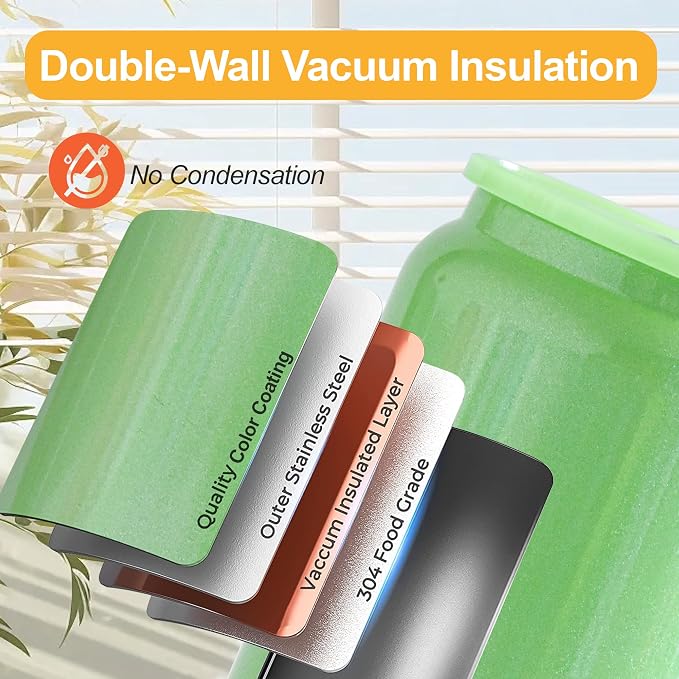 6 Pack Glass Cups with Lids and Straws Unbreakable 16 oz Stainless Steel Can Cup Double Wall Insulated Beer Can Tumbler for Iced Coffee, Juice, Soda, Iridescent-Colored - Image 4