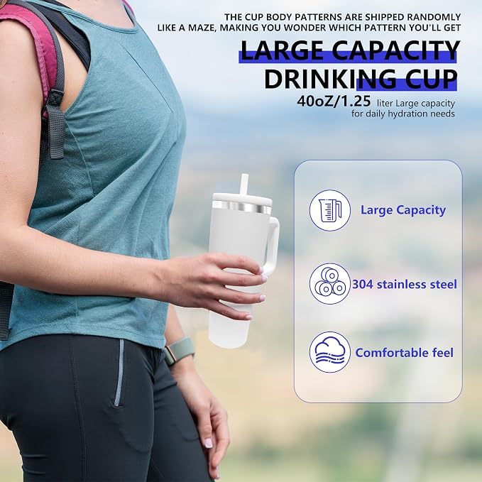 40-OZ Insulated Water Bottle,Insulated Stainless Steel Tumbler,Reusable Cold Drink Thermos,BPA-Free, Double-Wall Stainless Steel Water Bottle (Cup Body Color-Blind Box, 40, Fluid Ounces) - Image 6