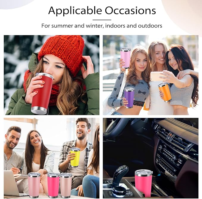 Sieral 36 Pack Stainless Steel Tumblers Bulk with Lids Double Wall Vacuum Insulated Coffee Cups Blank leakproof Powder Coated Tumblers for Engraving Wedding Graduation Party Favors(20 oz,Warm Color) - Image 6