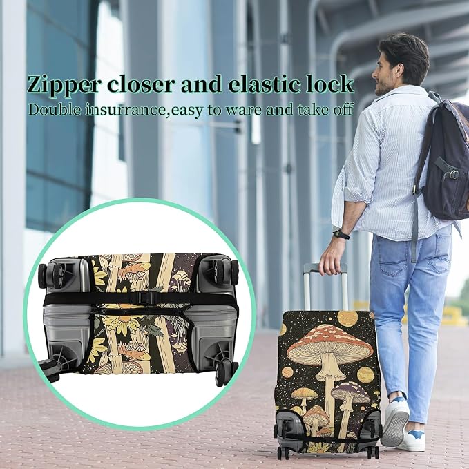 Luggage Cover + Tag, Mushrooms Travel Suitcase Protector - Image 5