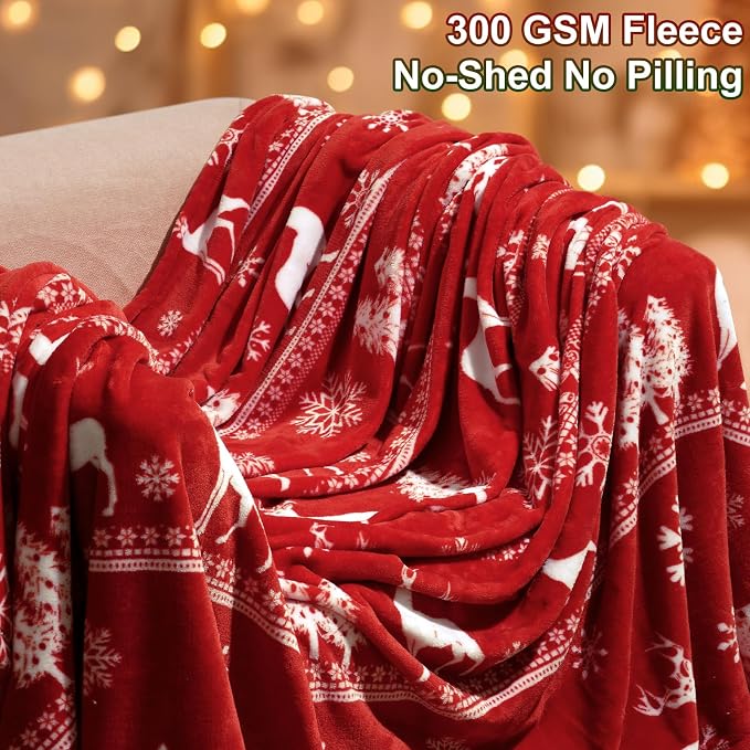 PHF Printed Fleece Throw Blanket, No Shed No Pilling Ultra Soft Plush Cozy Xmas - Image 2