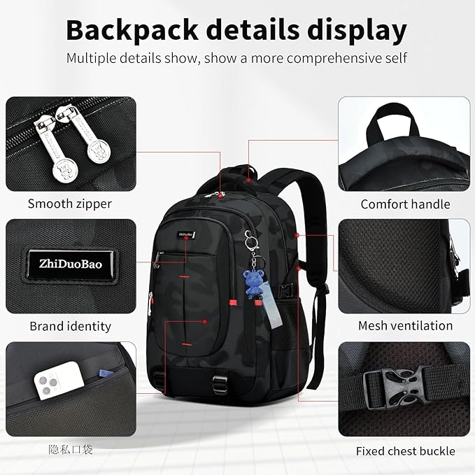 schoolbags for Middle school and high school student，high-capacity camo - Image 5