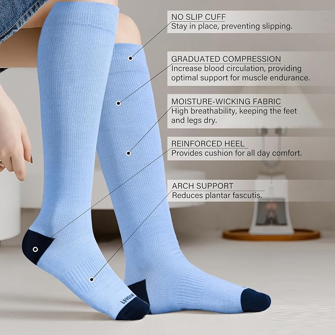 LEVSOX Compression Socks for Pregnant Women 20-30 mmHg Knee High Cute Funny - Image 2