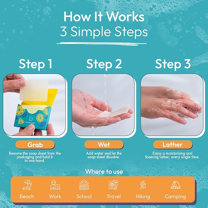 FOMIN - Paper Soap Sheets for Hand Washing - Jasmine Portable Travel Soap Sheets - Image 2