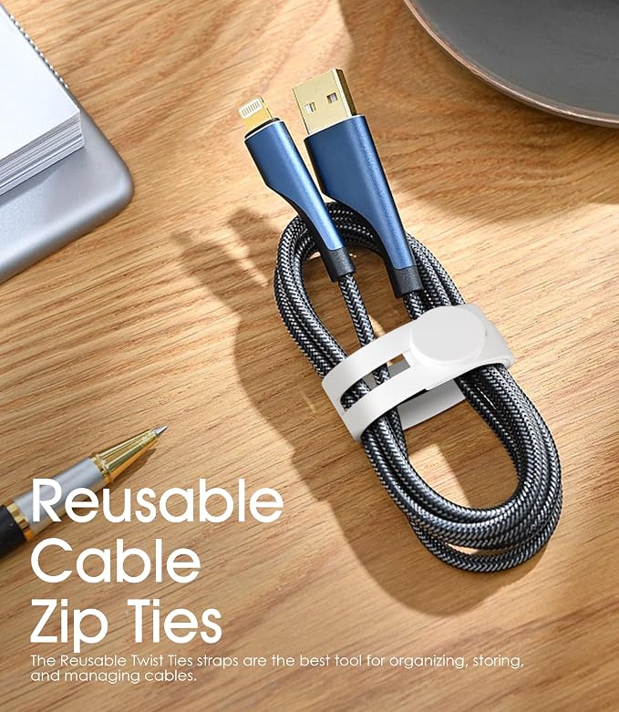 35Pcs Nearockle Reusable Cable Ties, Adjustable Silicone Cord Organizer Small - Image 6