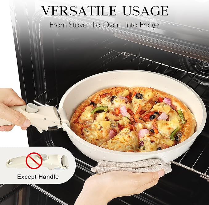 GiPP Non Stick Frying Pans Set Removable Handle, Oven Safe Nonstick Fry Pan - Image 4