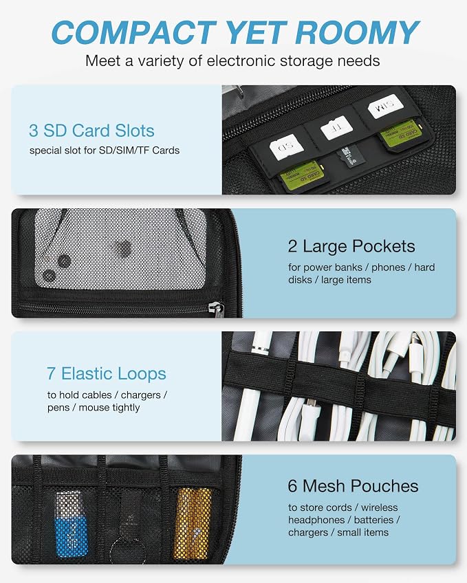 BAGSMART Electronics Travel Organizer Case, Tech Accessories Cord Storage Bag - Image 3