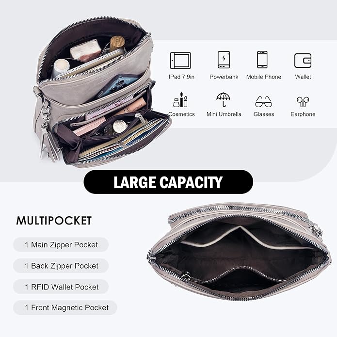 Crossbody Purse for Women, Lightweight Medium Crossbody Bag Soft Leather - Image 5