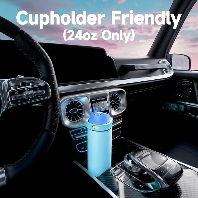 24 oz Insulated Water Bottle for Men: Meoky Stainless Steel Water Bottle with 2-in-1 Straw and Spout Lid - Leak Proof, Cold for 24 Hours, Fits in Car Cup Holder, BPA-Free for Sports Travel, Azure - Image 7