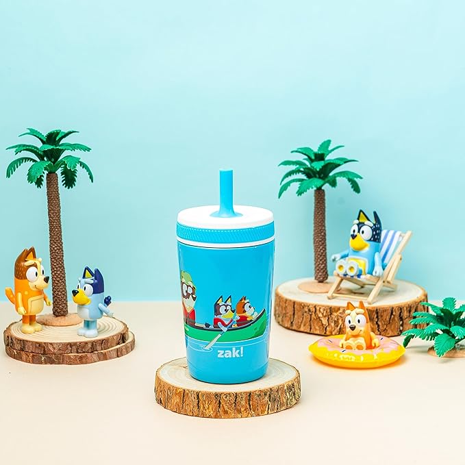 Zak Designs Bluey Kelso Toddler Cups For Travel or At Home, 12oz Vacuum Insulated Stainless Steel Sippy Cup With Leak-Proof Design is Perfect For Kids (Bluey, Bingo, Grandad Mort) - Image 4