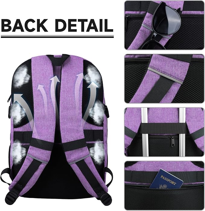 Lapsouno Travel Backpack, Travel Laptop Backpack, TSA Friendly Water Resistant - Image 3