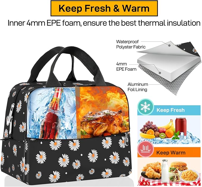 HOMESPON Insulated Lunch Bag for Women Men Lunch Box Cooler Lunch Tote for Work - Image 5