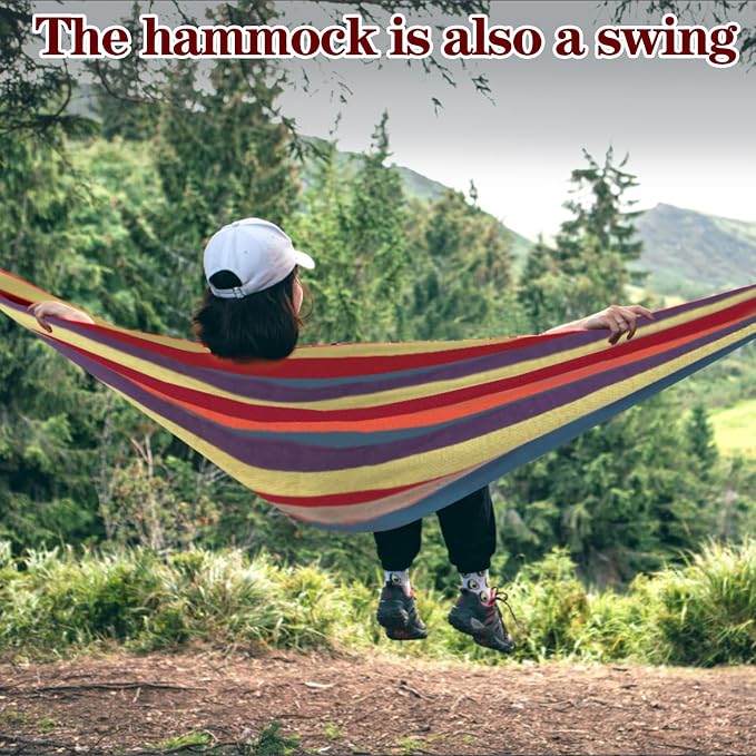 Camping Hammocks for Backyard Hanging Sturdy Garden Comfortable Fabric Hammock - Image 2