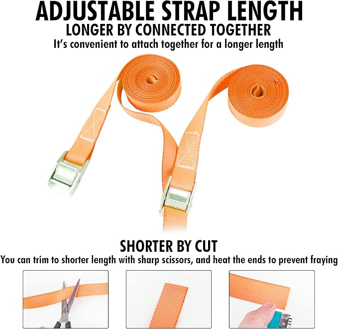 Cartman 1" x 12'Lashing Straps Cargo Tie-Down Strap Up to 600lbs, 10pk in Carry - Image 5