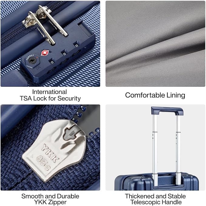 Hanke 20 Inch Carry On Luggage 22x14x9 Airline Approved Lightweight PC Hard - Image 7