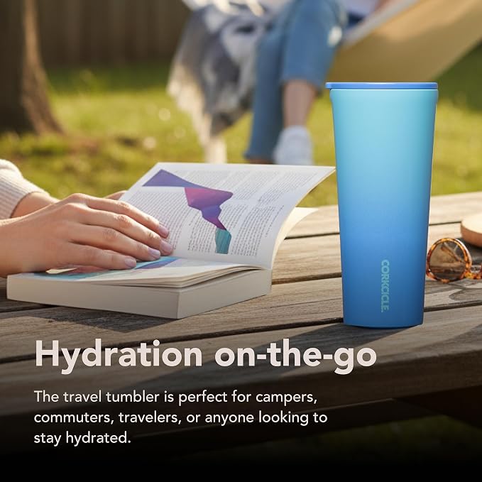 Corkcicle Classic Tumbler - Keeps Drinks Cold 9 Plus Hours - Triple Insulated Stainless Steel Drink Tumbler - Sliding Lid - Summer Drinkware Gift - Keeps Drinks Ice Cold - 24 oz - Boom Box Blue - Image 6