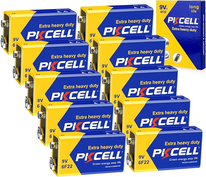 PKCELL 9V Battery Carbon Zinc for Smoke Detectors 6F22 Battery, Ultra by Pkcell
