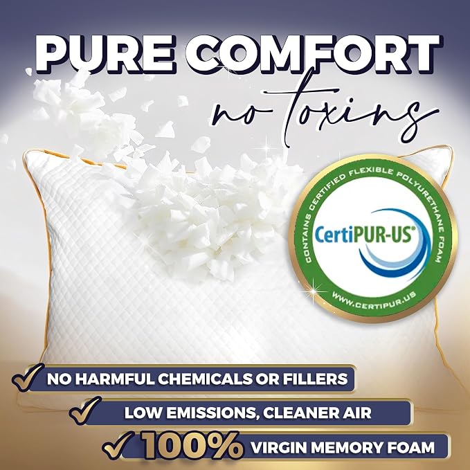 Royal Therapy Pillows Queen Size Set of 2, Shredded Memory Foam Pillows Queen - Image 2