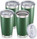20 oz Tumbler with Lid Stainless Steel Insulated Tumblers Bulk Double Wall Vacuum Cups Powder Coated Travel Mug Keep Drinks Cold and Hot, Dark Green, 4 Pack by Orebigo