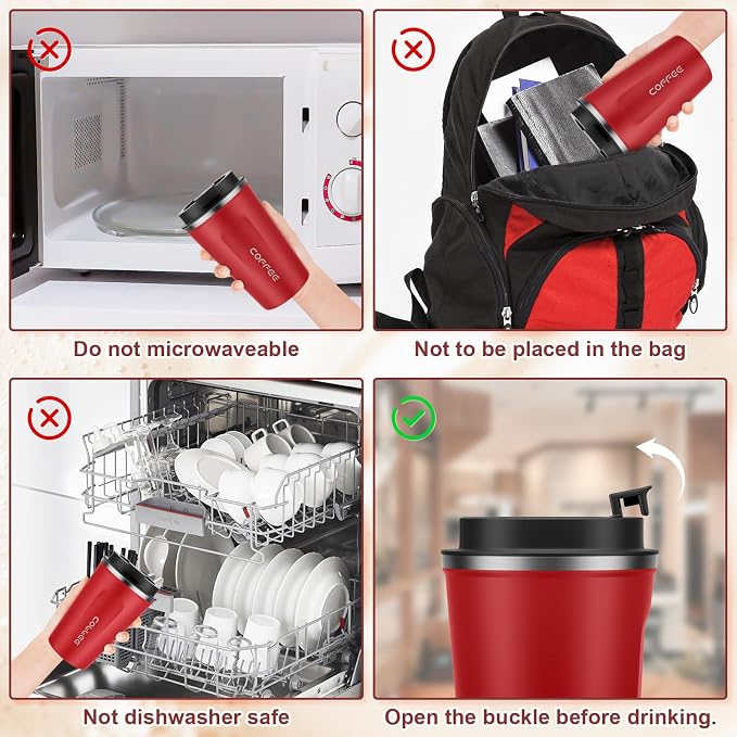 MOMSIV 12oz Travel Mug, Insulated Coffee Cup with Leakproof Lid, Vacuum Stainless Steel Double Walled Reusable Tumbler for Hot and Cold Water Coffee and Tea In Travel and Car - Image 6