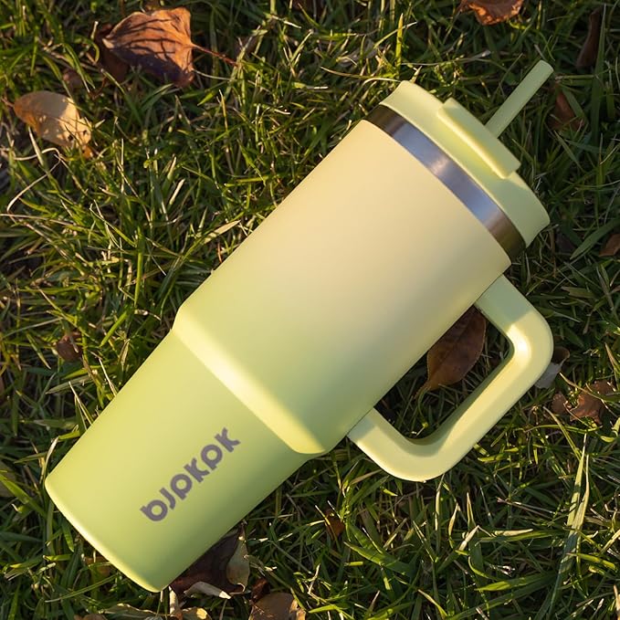 BJPKPK 40oz Stainless Steel Insulated Tumbler With Handle And Lid Straw Travel Coffee Mug Thermal Cup,Pistachio Green - Image 5