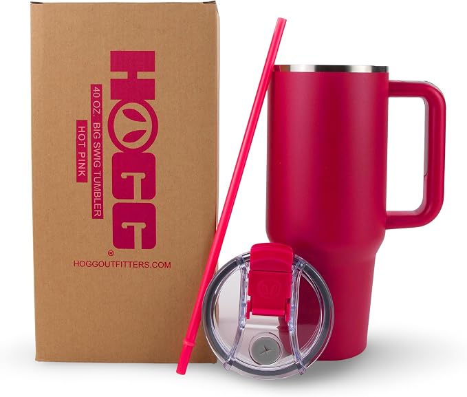 Hogg Big Swig 40 oz Tumbler with Handle and Straw - Hot Pink, 40oz Insulated Stainless Steel, Water Tumbler with Straw, Water Cup with Handle, Versatile Leak Proof Lid - Image 7