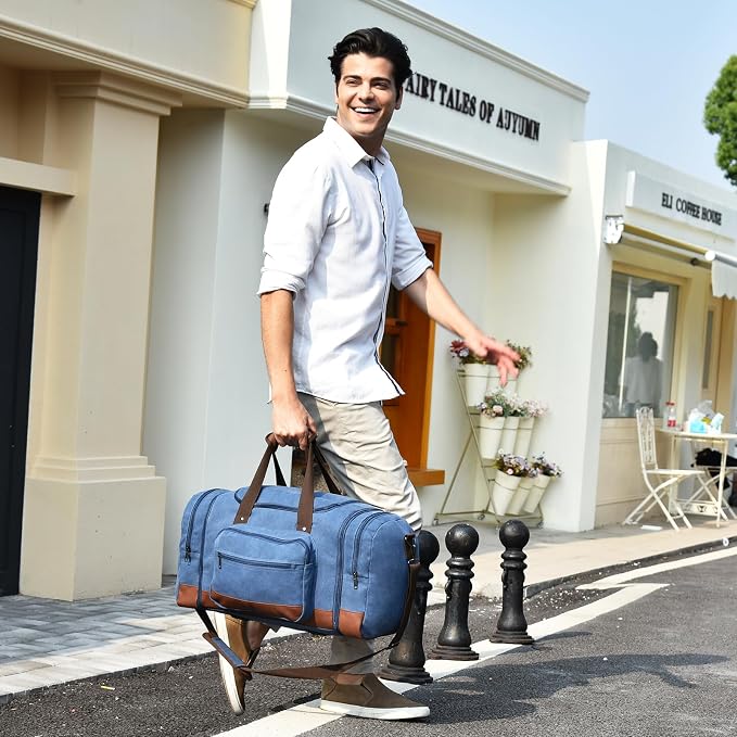 Litvyak Duffle Bag for Travel, 50L Canvas Travel Duffel Bags Overnight Weekend - Image 2