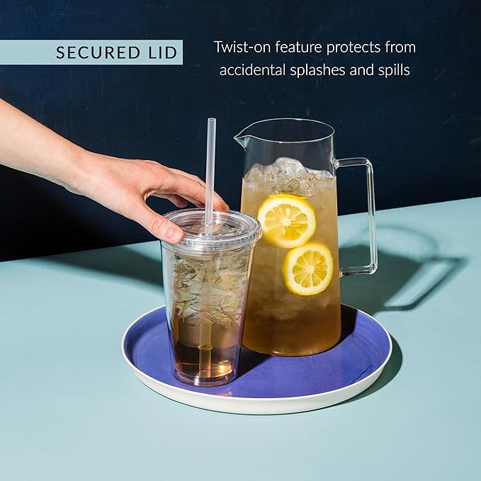 Maars Classic Clear Tumbler with Lid and Straw | 16oz Premium Acrylic, Insulated Double Wall Plastic Reusable Cups, BPA-Free To Go Cups for Ice Coffee, Fruit Teas & Water - Image 3
