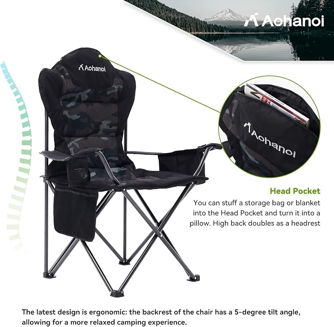 Camping Chairs for Heavy People, Folding Chairs for Outside Outdoor Folding - Image 5