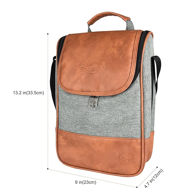 Freshore® Wine Leather Tote Cooler Insulated Bag - Image 4