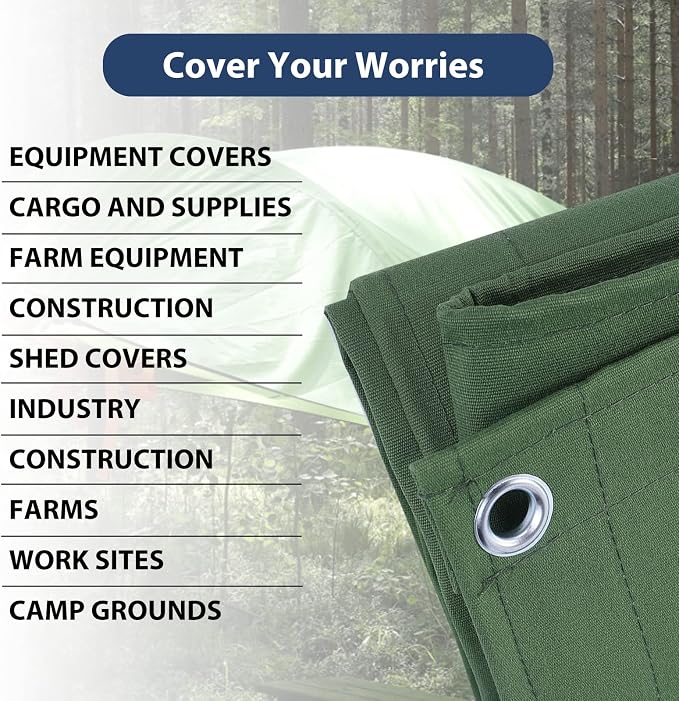 12’x20’ Canvas Tarps Heavy Duty Waterproof Tarpaulins - Image 6
