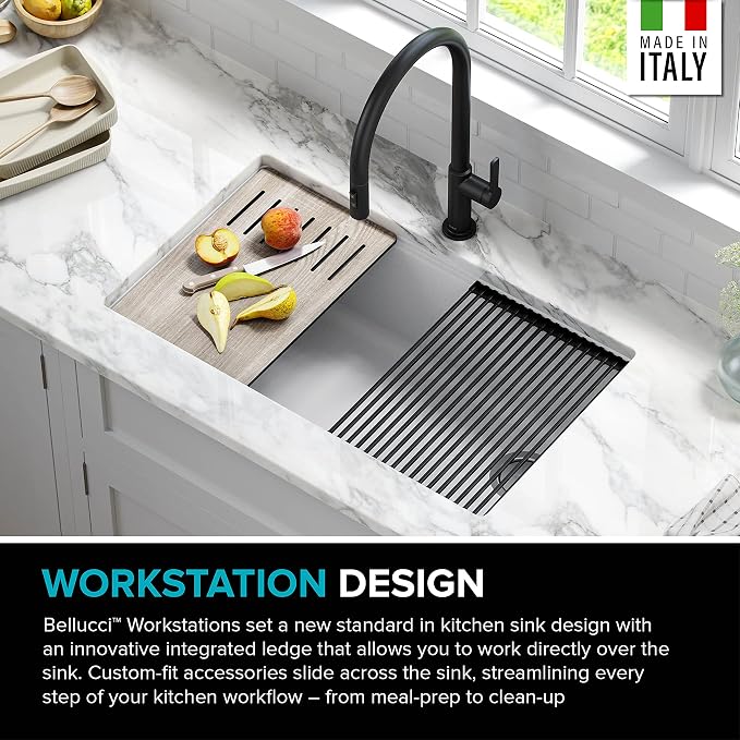 Kraus KGUW1-33WH-100-100, Bellucci Workstation 32 in. Undermount Granite - Image 3