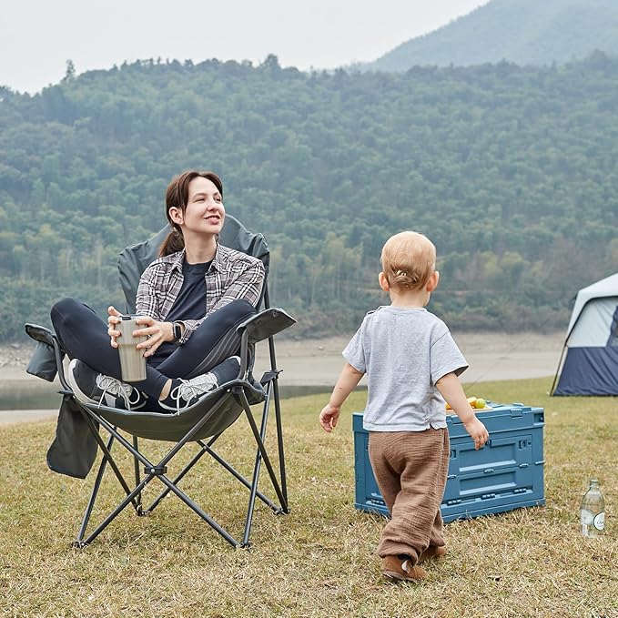 EVER ADVANCED Camping Chairs, Lawn Chairs Outdoor Sports Chairs, Folding Chair - Image 2