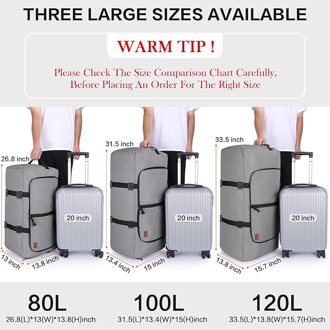 150L Duffle Bag for Travel, Extra Large Foldable Waterproof Travel Duffel Bags - Image 3