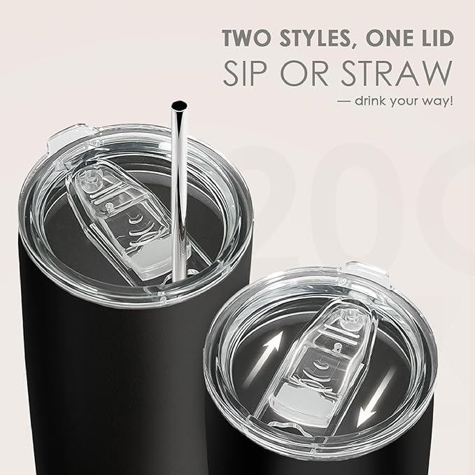 SANDJEST Black Tumbler 20oz Stainless Steel Double Wall Vacuum Insulated, Travel Coffee Cup, Gifts for Men Women Birthday Christmas - Image 5