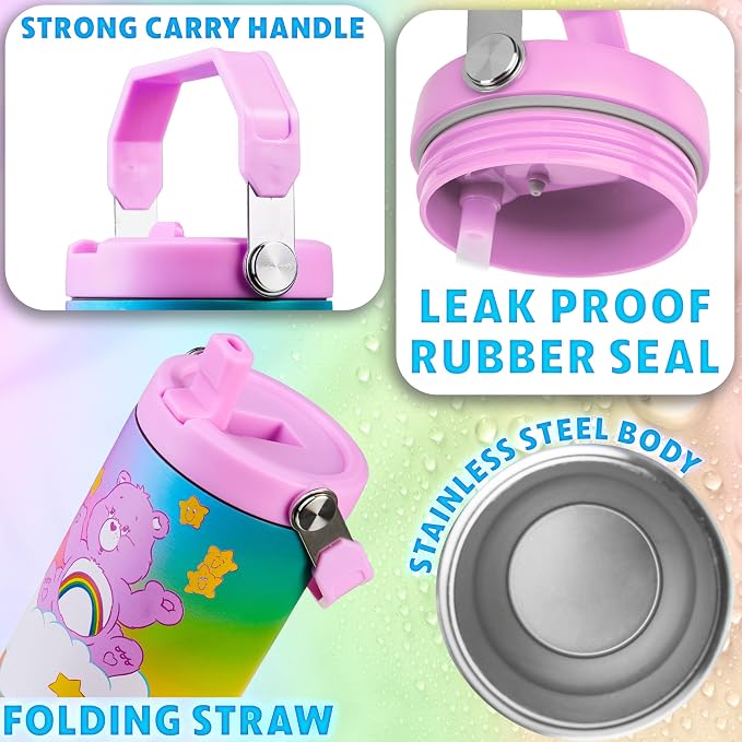 Get Trend Care Bears Tumbler with Straw 30oz Kids Teens Insulated Cup with Lid Handle Travel Mug Cups with Lids for School Sports Gifts for Kids (Multi Care Bears) - Image 4