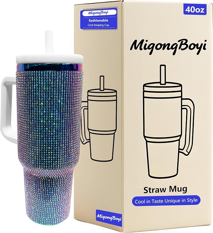 40-OZ Insulated Water Bottle,Insulated Stainless Steel Tumbler,Reusable Cold Drink Thermos,BPA-Free, Double-Wall Stainless Steel Water Bottle (Colorful-Diamond, 40, Fluid Ounces) by Unknown