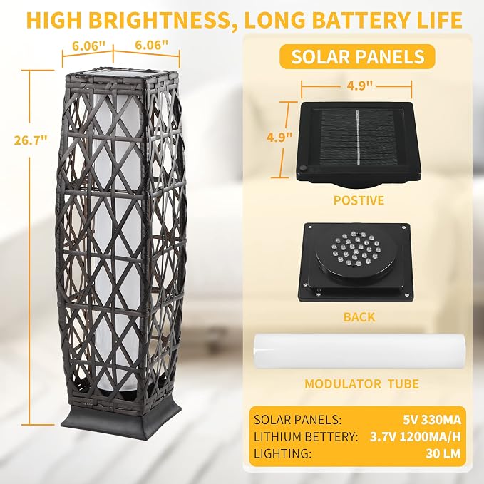 Solar Powered Outdoor Floor, 2 Piece Solar Outdoor Floor Lamps Lanterns - Image 7