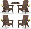 Folding Adirondack Chair with Cup Holder Set of 4, HDPE Patio Chairs, by nevilywood
