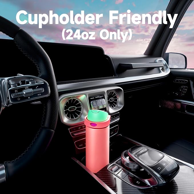 24 oz Insulated Water Bottle for Women: Meoky Stainless Steel Water Bottle with 2-in-1 Straw Lid - Leak Proof, Cold for 24 Hours, Fits in Car Cup Holder, BPA-Free for Sports Travel, Strawberry Field - Image 7