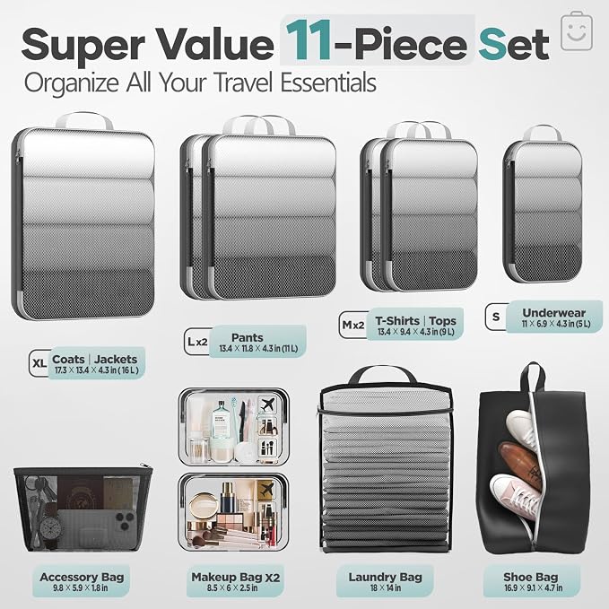 Veken 11 Set Compression Packing Cubes - Image 2