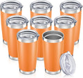 20 oz Tumbler with Lid Stainless Steel Insulated Tumblers Bulk Double Wall Vacuum Cups Powder Coated Travel Mug Keep Drink Cold and Hot, Orange, 8 Pack by Orebigo