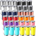 Sieral 36 Pack Stainless Steel Tumblers Bulk with Lids Double Wall Vacuum Insulated Coffee Cups Blank leakproof Powder Coated Tumblers for Engraving Wedding Graduation Party Favors(20 oz,Mixed) by Sieral