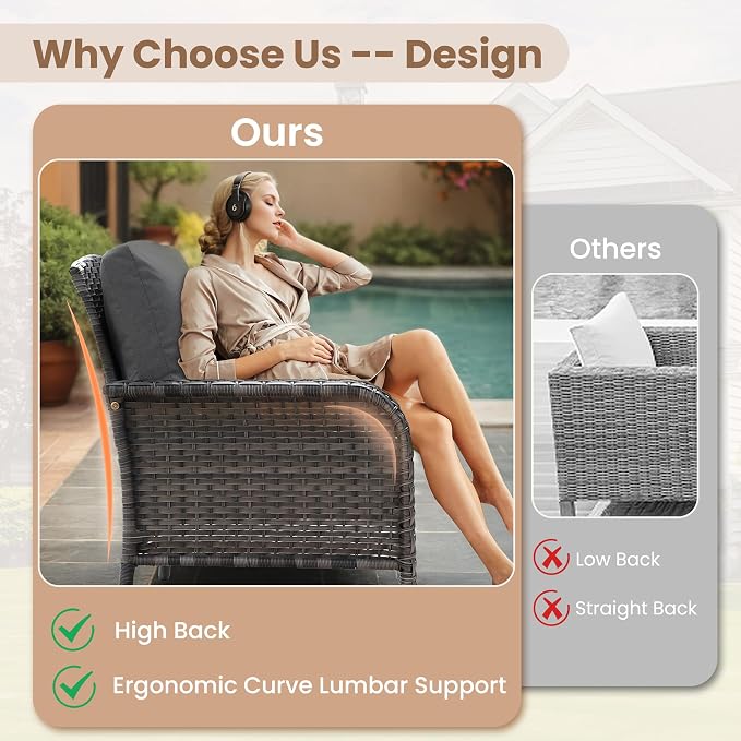 HOOOWOOO Patio Furniture Set, 6 Pieces Outdoor Conversation Set, All Weather - Image 2