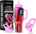 Coldest Tumbler with Handle and Straw - 100% Spill Proof Tumbler with Straw (3 Lids) - Stainless Steel Insulated Leakproof Tumblers for Women & Men - Cup Holder Friendly - 36 oz (Tulip Nova) by Coldest