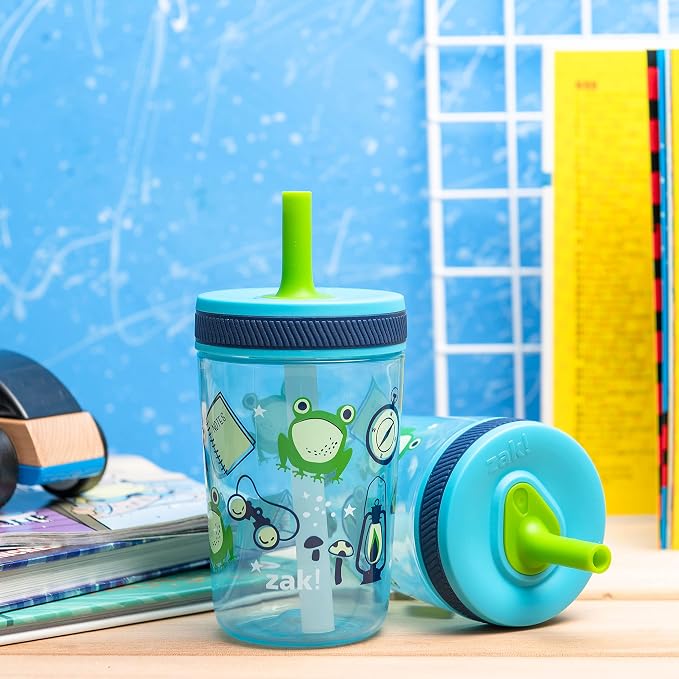 Zak Designs Kelso 15 oz Tumbler 2pc Set, (Campout) Leak-Proof Screw-On Lid with Straw Made of Durable Plastic and Silicone, Perfect Cup Bundle for Kids - Image 9