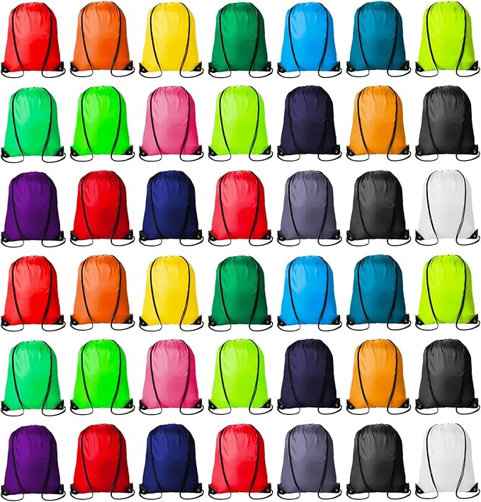 42 Pcs Drawstring Backpack Bags Sack Pack Cinch Tote Sport Storage Polyester Bag by Topspeeder
