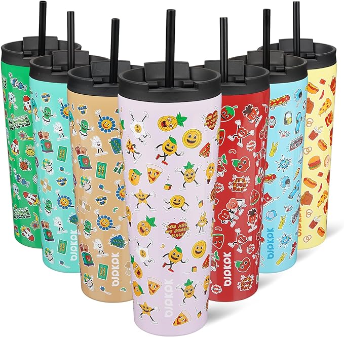 BJPKPK 26oz Tumbler With lid And Straw Stainless Steel Travel Coffee Mug Insulated Tumblers Cups,Hawaii Fruits Purple by BJPKPK