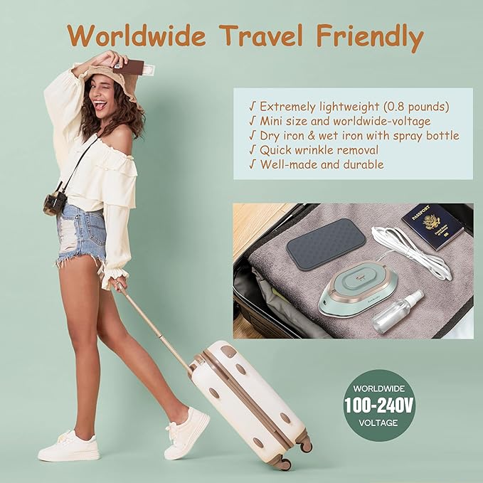 Newbealer Travel Iron with Global Voltage, 100-240V Mini Dry Iron - Image 2