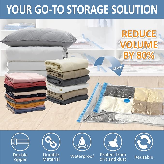 12 Pack Vacuum Storage Bags, Space Saver Vacuum Storage Bags, Vacuum Seal Bags - Image 2
